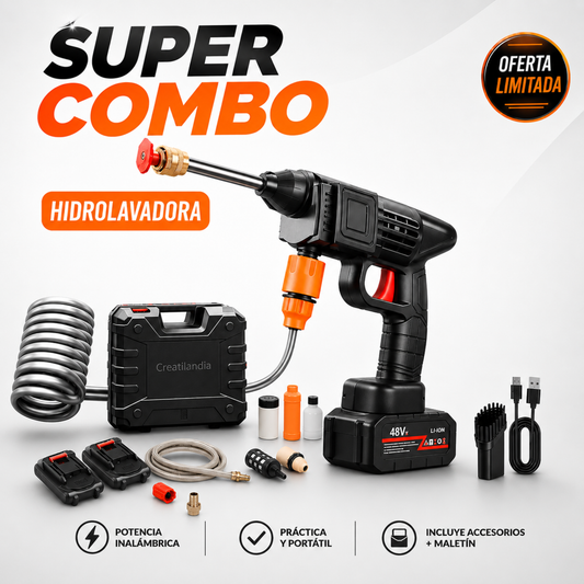 COMBO LIQUIDACIÓN: Hidrolavadora + Doble Batería + Maletín